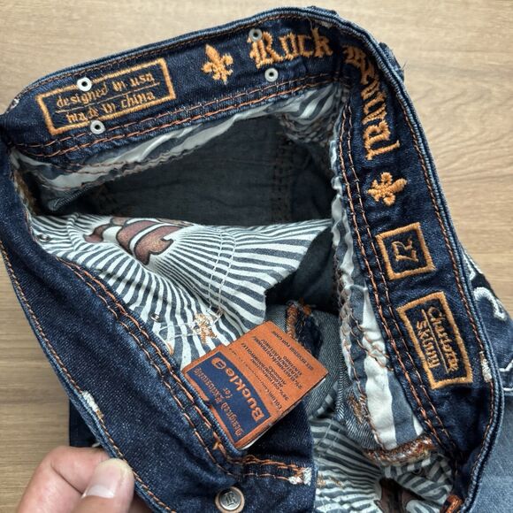 Rock Revival Womens Charlotte Skinny Dark Wash Sequin Jeans Size 27 - Picture 4 of 8